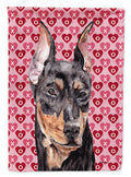 German Pinscher Hearts and Love House Flag 28x40 Porch Sleeve Pole Decorative Outside Yard Banner Artwork Wall Hanging, Polyester