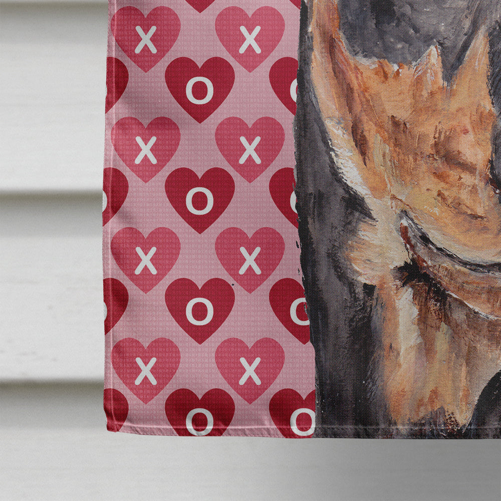 German Pinscher Hearts and Love House Flag 28x40 Porch Sleeve Pole Decorative Outside Yard Banner Artwork Wall Hanging, Polyester