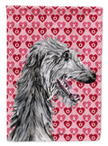Scottish Deerhound Hearts and Love House Flag 28x40 Porch Sleeve Pole Decorative Outside Yard Banner Artwork Wall Hanging, Polyester