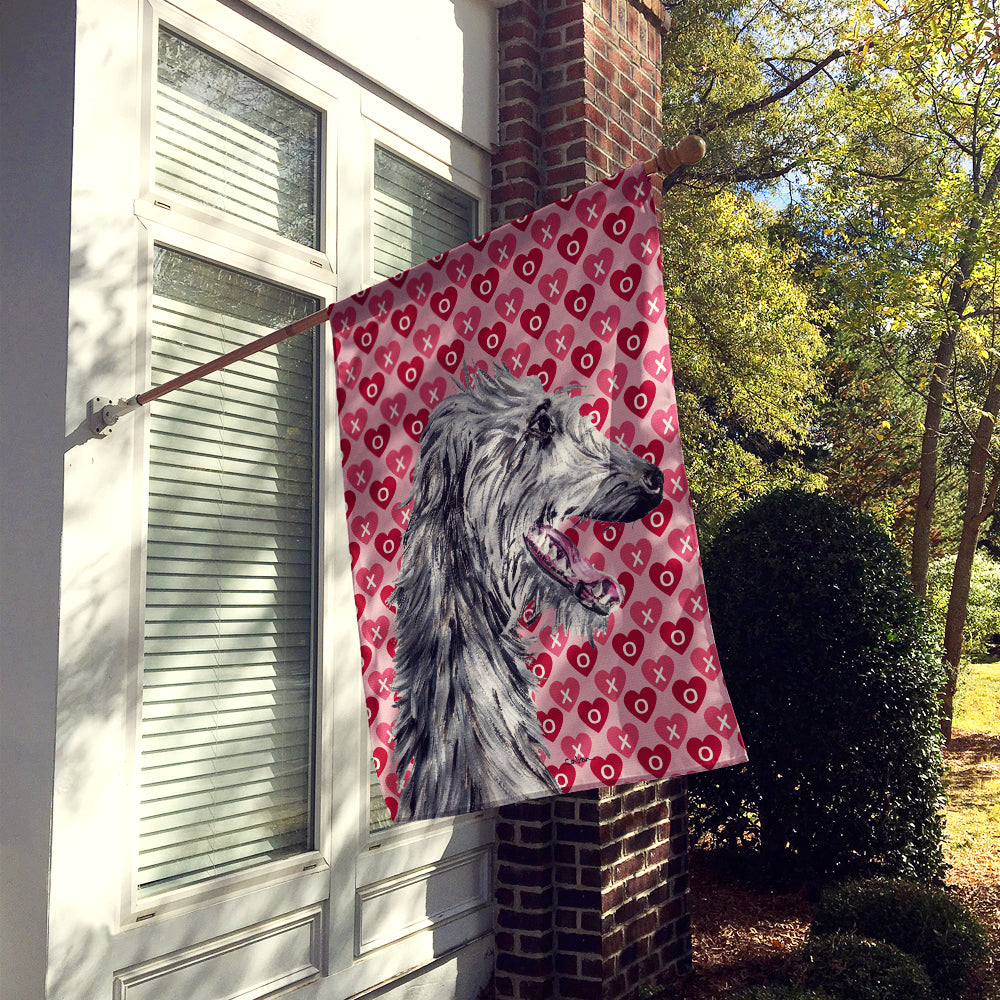 Scottish Deerhound Hearts and Love House Flag 28x40 Porch Sleeve Pole Decorative Outside Yard Banner Artwork Wall Hanging, Polyester