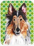 Collie Lucky Shamrock St. Patrick's Day Cutting Board Tempered Glass Kitchen Cutting Surface, Heat Resistant Chopping, Non-Slip Feet, Food Prep & Serving