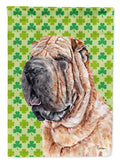Shar Pei Lucky Shamrock St. Patrick's Day House Flag 28x40 Porch Sleeve Pole Decorative Outside Yard Banner Artwork Wall Hanging, Polyester