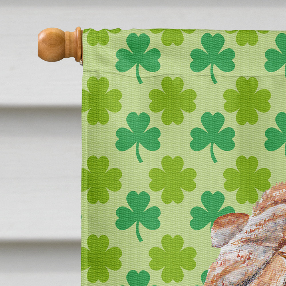 Shar Pei Lucky Shamrock St. Patrick's Day House Flag 28x40 Porch Sleeve Pole Decorative Outside Yard Banner Artwork Wall Hanging, Polyester