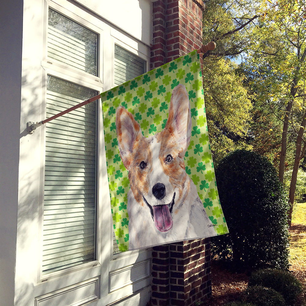 Cardigan Corgi Lucky Shamrock St. Patrick's Day House Flag 28x40 Porch Sleeve Pole Decorative Outside Yard Banner Artwork Wall Hanging, Polyester