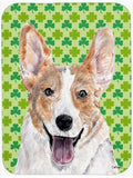 Cardigan Corgi Lucky Shamrock St. Patrick's Day Cutting Board Tempered Glass Kitchen Cutting Surface, Heat Resistant Chopping, Non-Slip Feet, Food Prep & Serving