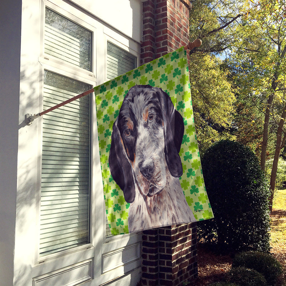 Blue Tick Coonhound Lucky Shamrock St. Patrick's Day House Flag 28x40 Porch Sleeve Pole Decorative Outside Yard Banner Artwork Wall Hanging, Polyester