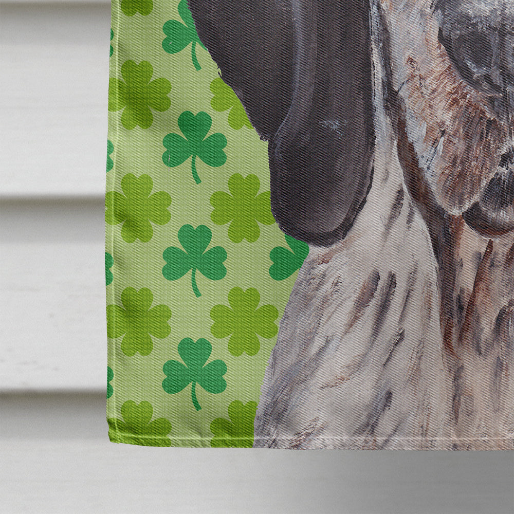 Blue Tick Coonhound Lucky Shamrock St. Patrick's Day House Flag 28x40 Porch Sleeve Pole Decorative Outside Yard Banner Artwork Wall Hanging, Polyester