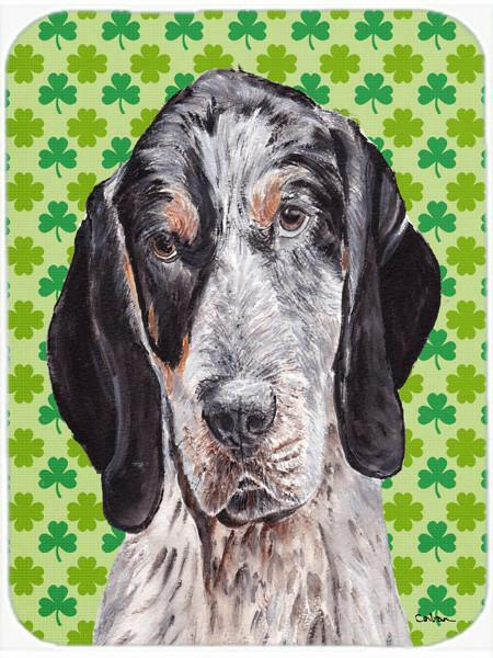 Blue Tick Coonhound Lucky Shamrock St. Patrick's Day Cutting Board Tempered Glass Kitchen Cutting Surface, Heat Resistant Chopping, Non-Slip Feet, Food Prep & Serving