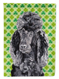 Black Standard Poodle Lucky Shamrock St. Patrick's Day House Flag 28x40 Porch Sleeve Pole Decorative Outside Yard Banner Artwork Wall Hanging, Polyester