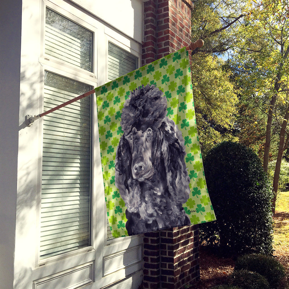 Black Standard Poodle Lucky Shamrock St. Patrick's Day House Flag 28x40 Porch Sleeve Pole Decorative Outside Yard Banner Artwork Wall Hanging, Polyester