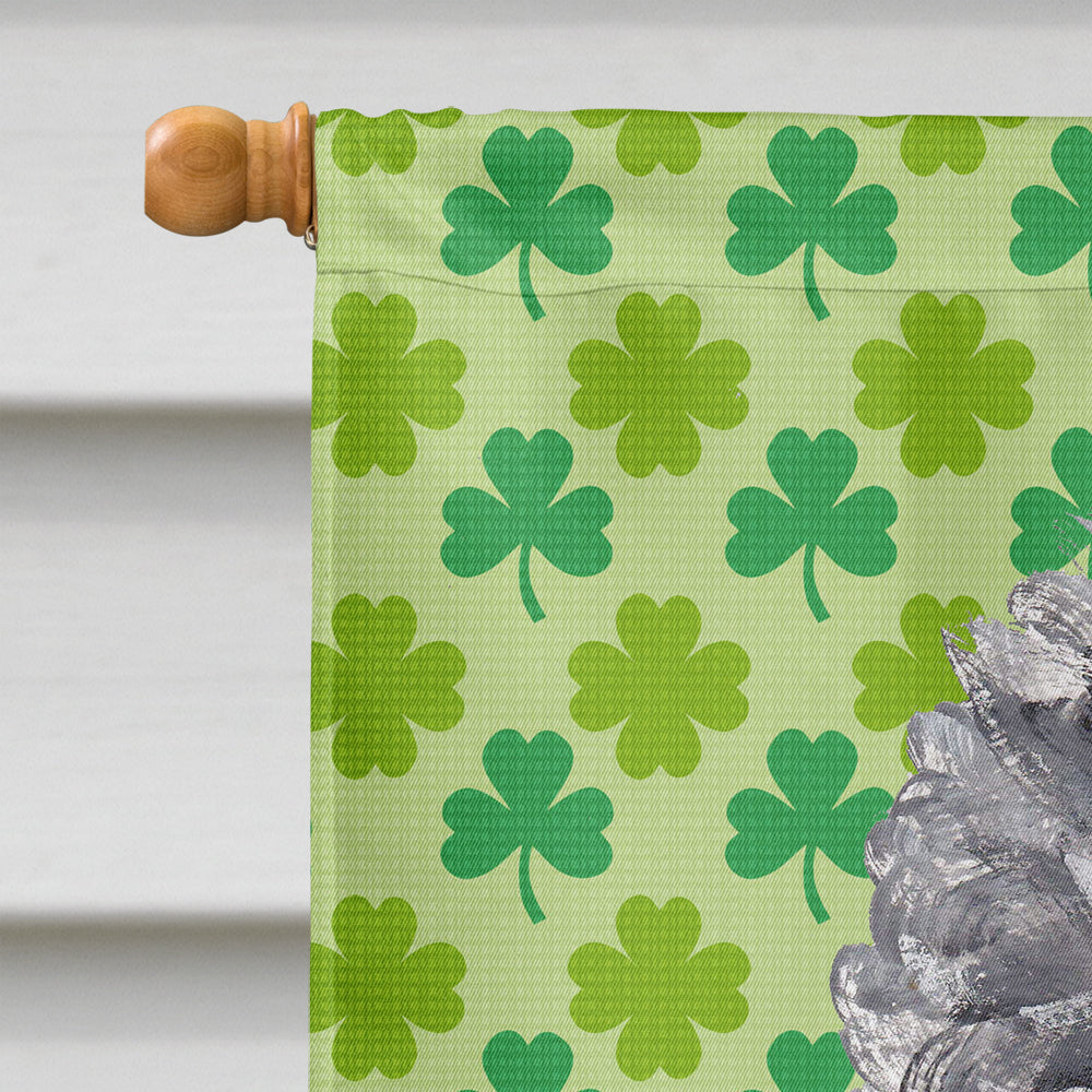 Black Standard Poodle Lucky Shamrock St. Patrick's Day House Flag 28x40 Porch Sleeve Pole Decorative Outside Yard Banner Artwork Wall Hanging, Polyester