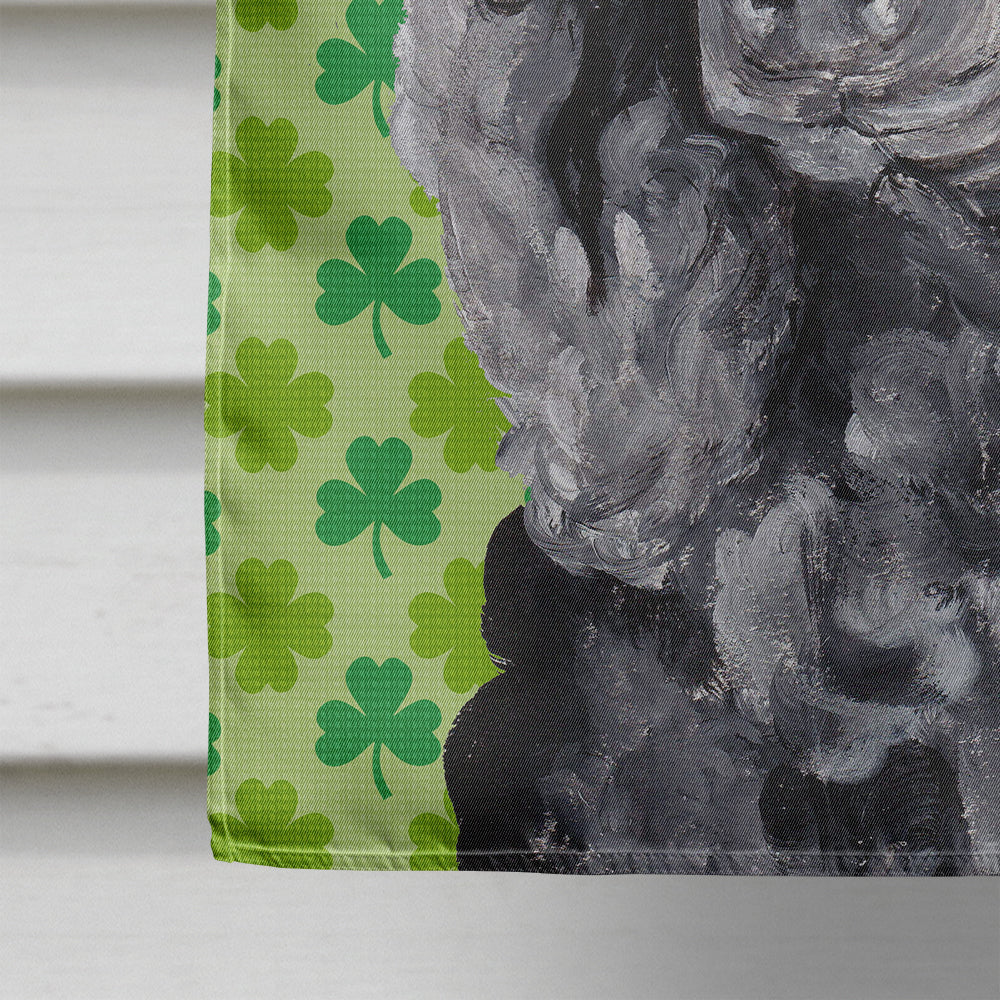 Black Standard Poodle Lucky Shamrock St. Patrick's Day House Flag 28x40 Porch Sleeve Pole Decorative Outside Yard Banner Artwork Wall Hanging, Polyester