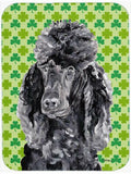 Black Standard Poodle Lucky Shamrock St. Patrick's Day Cutting Board Tempered Glass Kitchen Cutting Surface, Heat Resistant Chopping, Non-Slip Feet, Food Prep & Serving