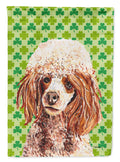 Red Miniature Poodle Lucky Shamrock St. Patrick's Day House Flag 28x40 Porch Sleeve Pole Decorative Outside Yard Banner Artwork Wall Hanging, Polyester