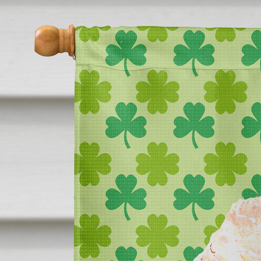Red Miniature Poodle Lucky Shamrock St. Patrick's Day House Flag 28x40 Porch Sleeve Pole Decorative Outside Yard Banner Artwork Wall Hanging, Polyester