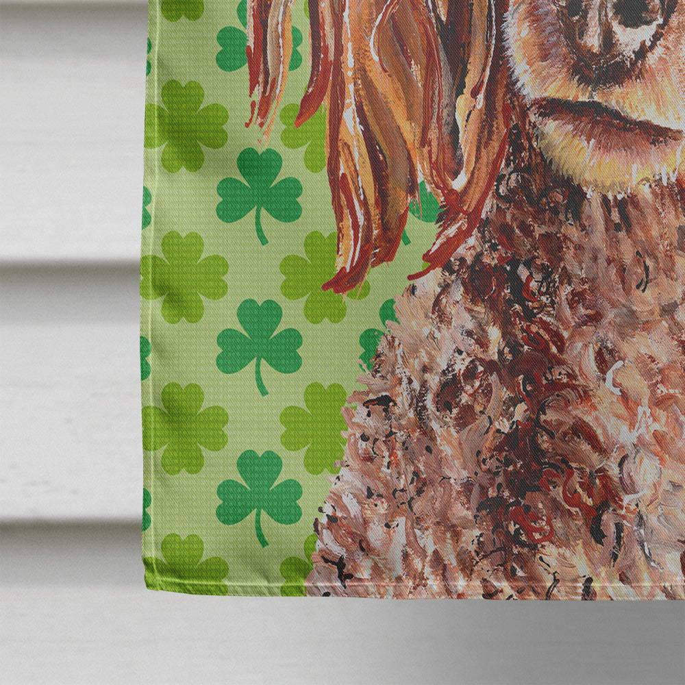 Red Miniature Poodle Lucky Shamrock St. Patrick's Day House Flag 28x40 Porch Sleeve Pole Decorative Outside Yard Banner Artwork Wall Hanging, Polyester