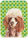 Red Miniature Poodle Lucky Shamrock St. Patrick's Day Cutting Board Tempered Glass Kitchen Cutting Surface, Heat Resistant Chopping, Non-Slip Feet, Food Prep & Serving