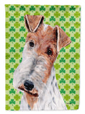 Wire Fox Terrier Lucky Shamrock St. Patrick's Day House Flag 28x40 Porch Sleeve Pole Decorative Outside Yard Banner Artwork Wall Hanging, Polyester