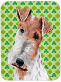Wire Fox Terrier Lucky Shamrock St. Patrick's Day Cutting Board Tempered Glass Kitchen Cutting Surface, Heat Resistant Chopping, Non-Slip Feet, Food Prep & Serving
