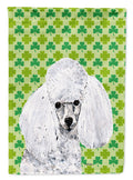 White Toy Poodle Lucky Shamrock St. Patrick's Day House Flag 28x40 Porch Sleeve Pole Decorative Outside Yard Banner Artwork Wall Hanging, Polyester