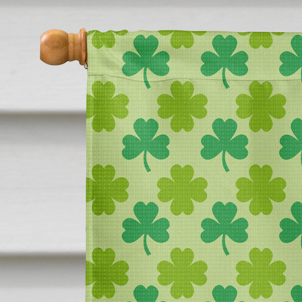 White Toy Poodle Lucky Shamrock St. Patrick's Day House Flag 28x40 Porch Sleeve Pole Decorative Outside Yard Banner Artwork Wall Hanging, Polyester