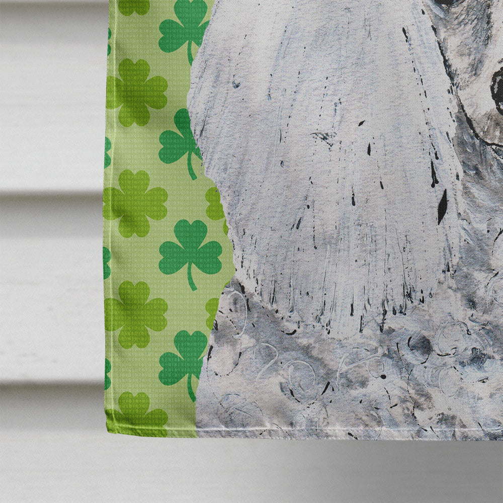 White Toy Poodle Lucky Shamrock St. Patrick's Day House Flag 28x40 Porch Sleeve Pole Decorative Outside Yard Banner Artwork Wall Hanging, Polyester
