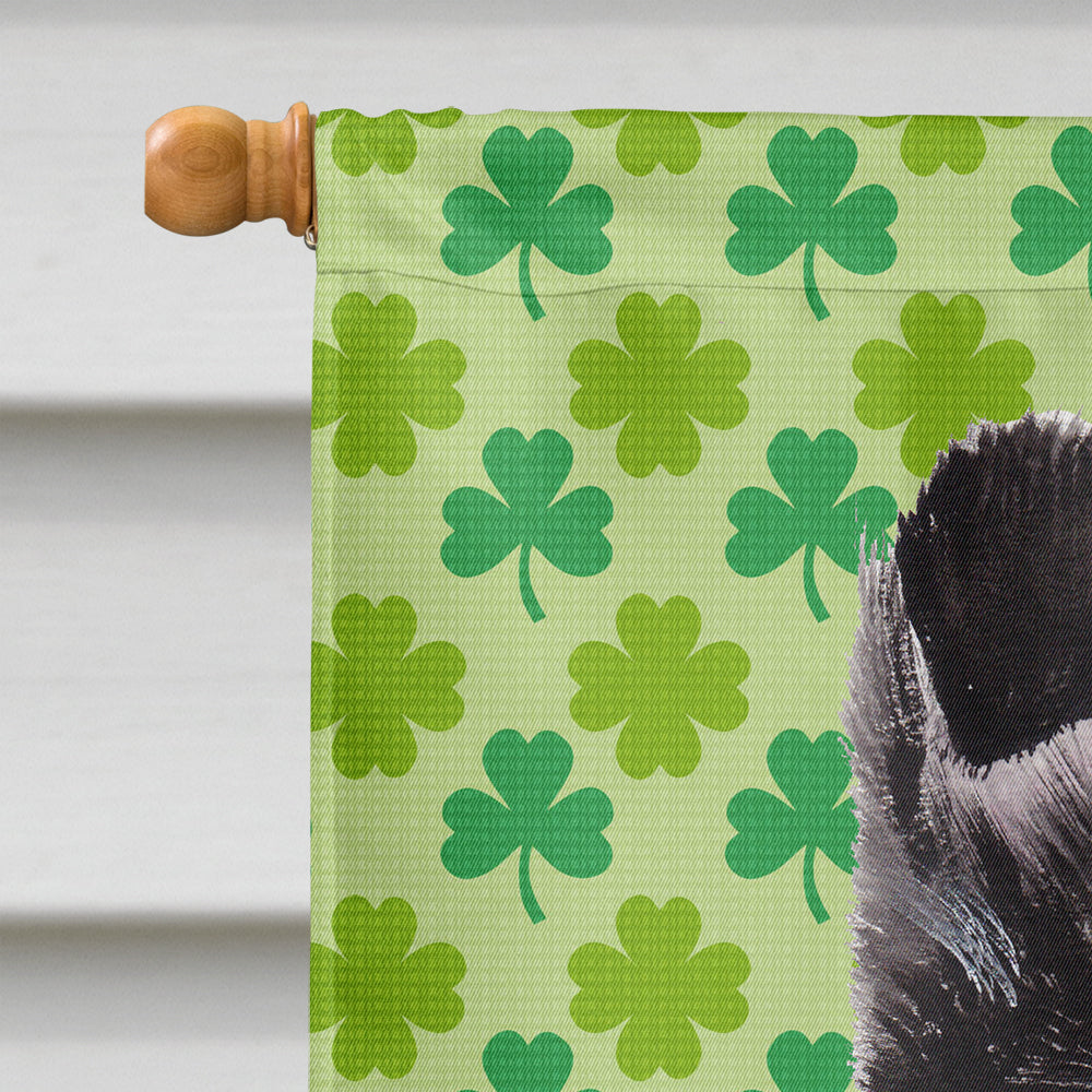 Black and White Collie Lucky Shamrock St. Patrick's Day House Flag 28x40 Porch Sleeve Pole Decorative Outside Yard Banner Artwork Wall Hanging, Polyester