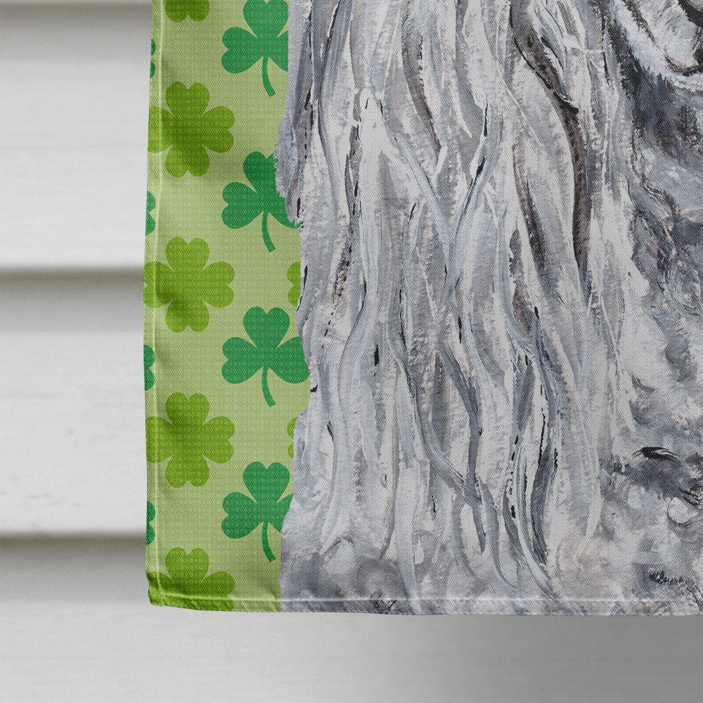 White Standard Poodle Lucky Shamrock St. Patrick's Day House Flag 28x40 Porch Sleeve Pole Decorative Outside Yard Banner Artwork Wall Hanging, Polyester