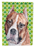 Staffordshire Bull Terrier Staffie Lucky Shamrock St. Patrick's Day House Flag 28x40 Porch Sleeve Pole Decorative Outside Yard Banner Artwork Wall Hanging, Polyester