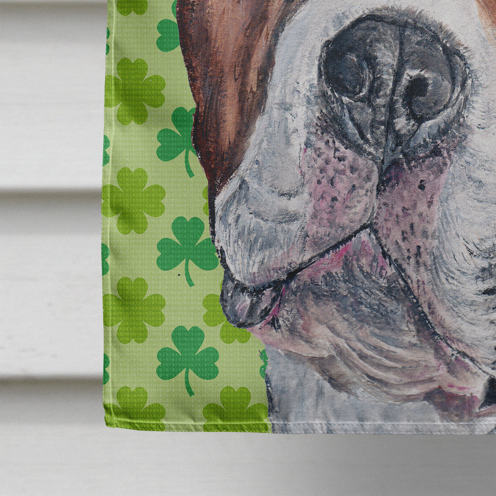 Staffordshire Bull Terrier Staffie Lucky Shamrock St. Patrick's Day House Flag 28x40 Porch Sleeve Pole Decorative Outside Yard Banner Artwork Wall Hanging, Polyester