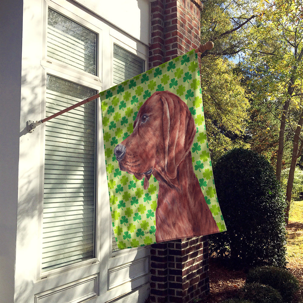 Redbone Coonhound Lucky Shamrock St. Patrick's Day House Flag 28x40 Porch Sleeve Pole Decorative Outside Yard Banner Artwork Wall Hanging, Polyester