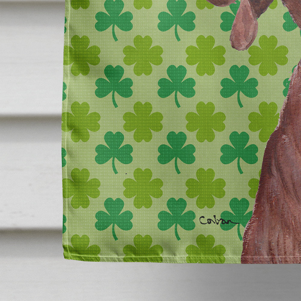 Redbone Coonhound Lucky Shamrock St. Patrick's Day House Flag 28x40 Porch Sleeve Pole Decorative Outside Yard Banner Artwork Wall Hanging, Polyester
