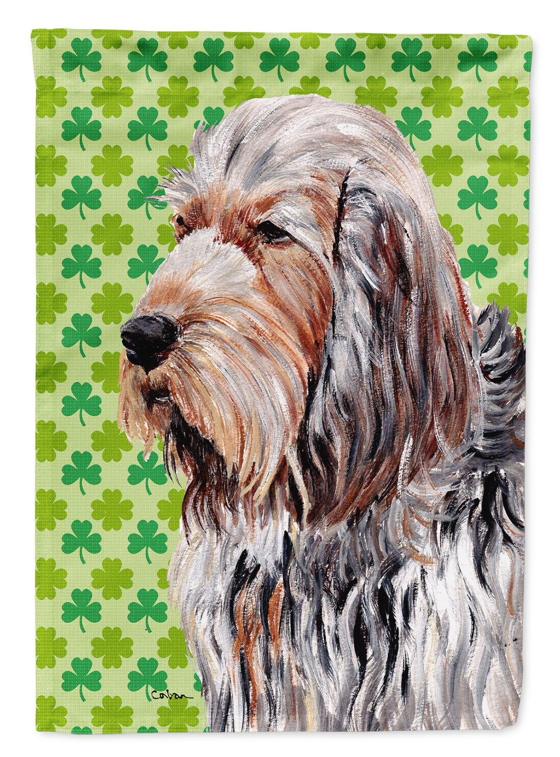Otterhound Lucky Shamrock St. Patrick's Day House Flag 28x40 Porch Sleeve Pole Decorative Outside Yard Banner Artwork Wall Hanging, Polyester