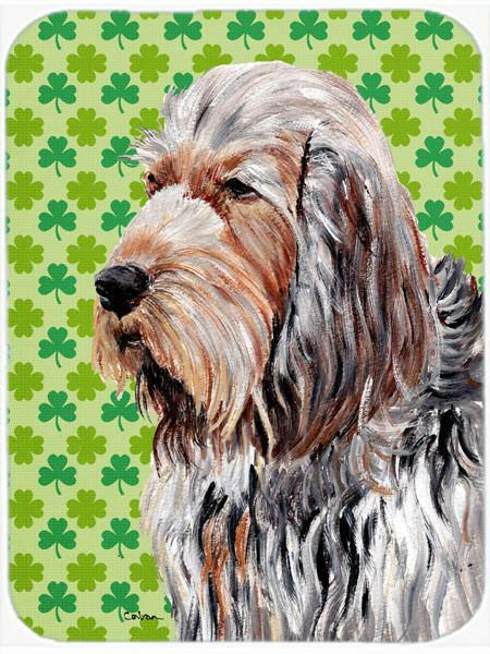 Otterhound Lucky Shamrock St. Patrick's Day Cutting Board Tempered Glass Kitchen Cutting Surface, Heat Resistant Chopping, Non-Slip Feet, Food Prep & Serving