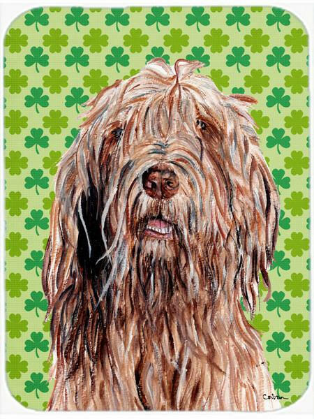 Otterhound Lucky Shamrock St. Patrick's Day Cutting Board Tempered Glass Kitchen Cutting Surface, Heat Resistant Chopping, Non-Slip Feet, Food Prep & Serving
