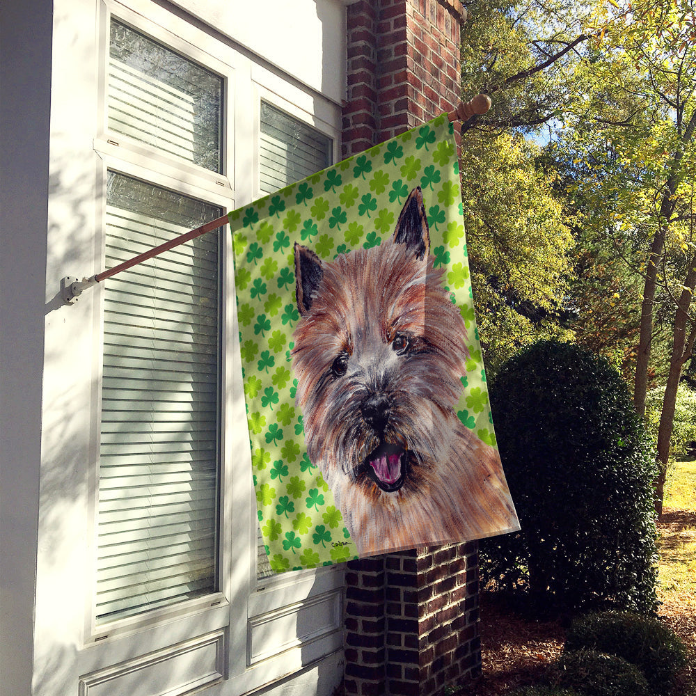 Norwich Terrier Lucky Shamrock St. Patrick's Day House Flag 28x40 Porch Sleeve Pole Decorative Outside Yard Banner Artwork Wall Hanging, Polyester