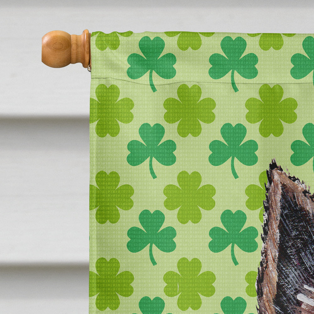 Norwich Terrier Lucky Shamrock St. Patrick's Day House Flag 28x40 Porch Sleeve Pole Decorative Outside Yard Banner Artwork Wall Hanging, Polyester