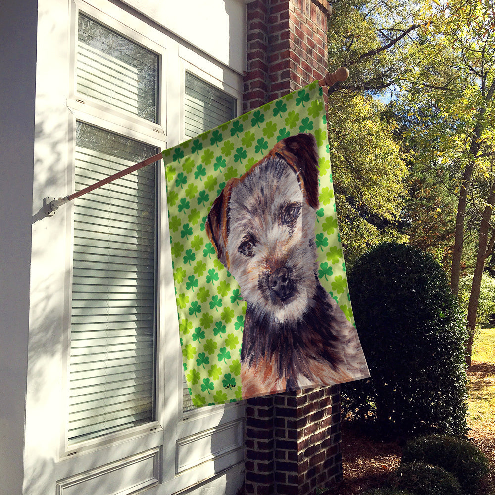 Norfolk Terrier Puppy Lucky Shamrock St. Patrick's Day House Flag 28x40 Porch Sleeve Pole Decorative Outside Yard Banner Artwork Wall Hanging, Polyester