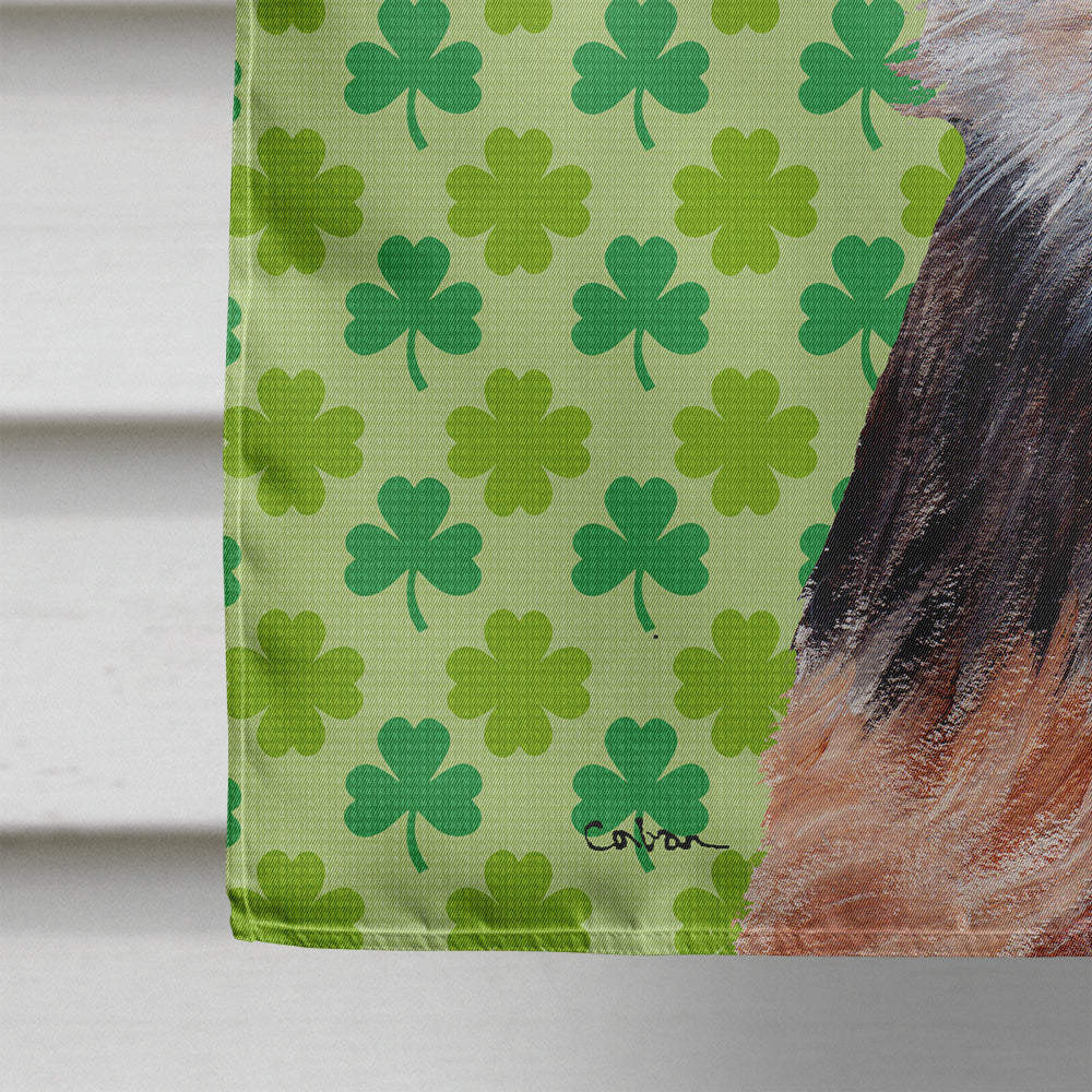 Norfolk Terrier Puppy Lucky Shamrock St. Patrick's Day House Flag 28x40 Porch Sleeve Pole Decorative Outside Yard Banner Artwork Wall Hanging, Polyester