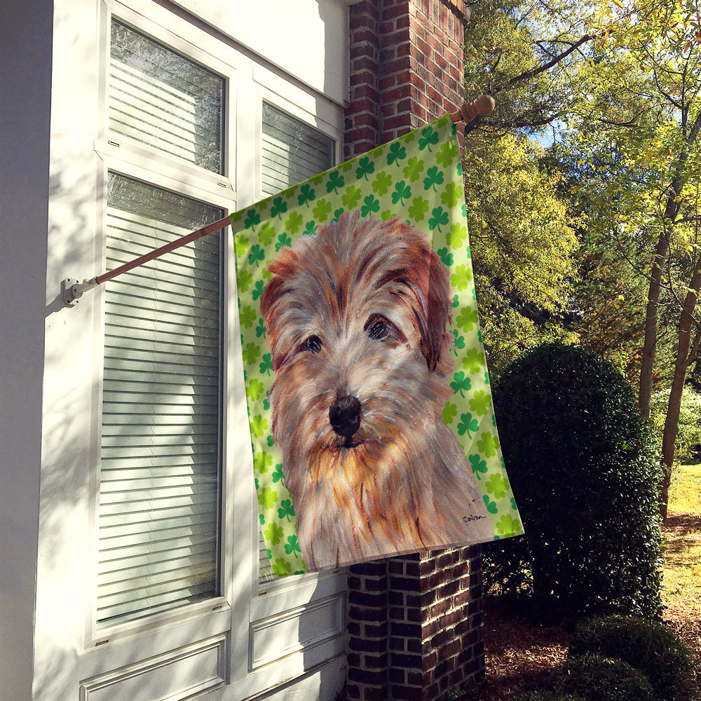 Norfolk Terrier Lucky Shamrock St. Patrick's Day House Flag 28x40 Porch Sleeve Pole Decorative Outside Yard Banner Artwork Wall Hanging, Polyester