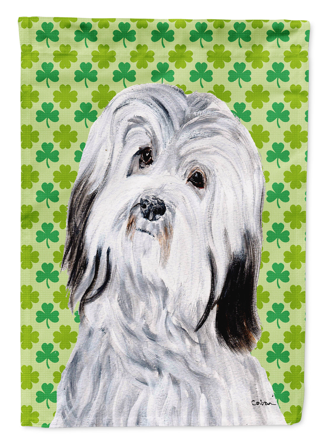 Havanese Lucky Shamrock St. Patrick's Day House Flag 28x40 Porch Sleeve Pole Decorative Outside Yard Banner Artwork Wall Hanging, Polyester