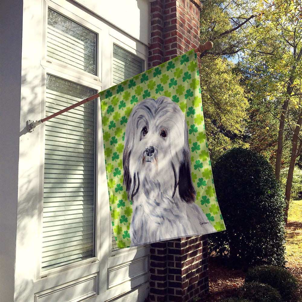 Havanese Lucky Shamrock St. Patrick's Day House Flag 28x40 Porch Sleeve Pole Decorative Outside Yard Banner Artwork Wall Hanging, Polyester