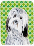 Havanese Lucky Shamrock St. Patrick's Day Cutting Board Tempered Glass Kitchen Cutting Surface, Heat Resistant Chopping, Non-Slip Feet, Food Prep & Serving