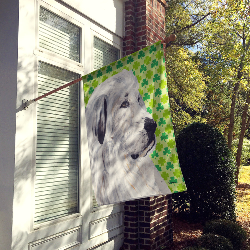 Great Pyrenees Lucky Shamrock St. Patrick's Day House Flag 28x40 Porch Sleeve Pole Decorative Outside Yard Banner Artwork Wall Hanging, Polyester