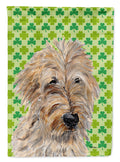 Golden Doodle 2 Lucky Shamrock St. Patrick's Day House Flag 28x40 Porch Sleeve Pole Decorative Outside Yard Banner Artwork Wall Hanging, Polyester