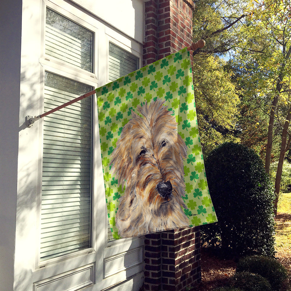 Golden Doodle 2 Lucky Shamrock St. Patrick's Day House Flag 28x40 Porch Sleeve Pole Decorative Outside Yard Banner Artwork Wall Hanging, Polyester