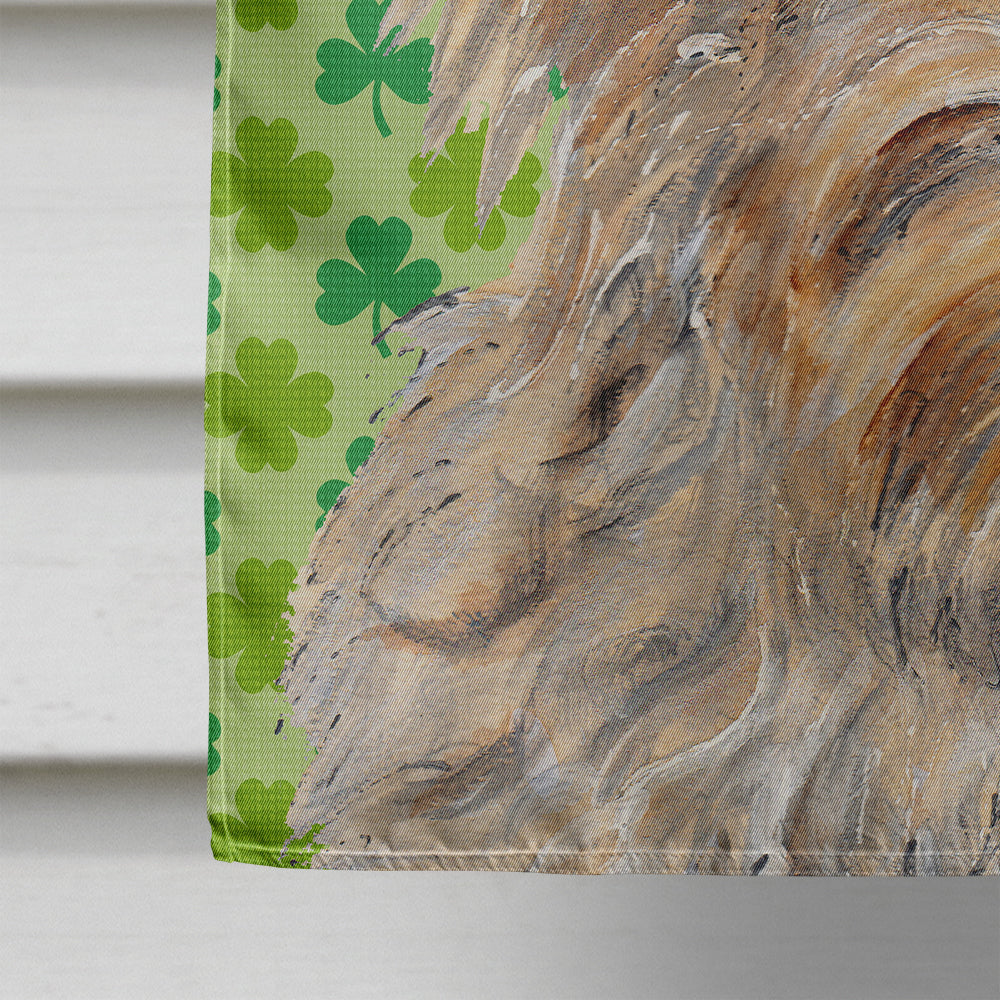 Golden Doodle 2 Lucky Shamrock St. Patrick's Day House Flag 28x40 Porch Sleeve Pole Decorative Outside Yard Banner Artwork Wall Hanging, Polyester