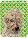 Golden Doodle 2 Lucky Shamrock St. Patrick's Day Cutting Board Tempered Glass Kitchen Cutting Surface, Heat Resistant Chopping, Non-Slip Feet, Food Prep & Serving