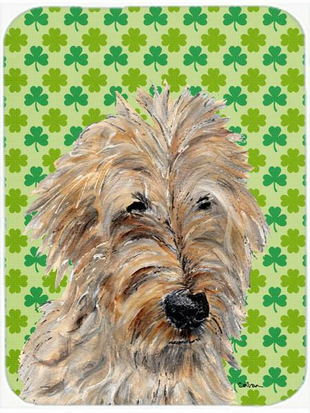 Golden Doodle 2 Lucky Shamrock St. Patrick's Day Cutting Board Tempered Glass Kitchen Cutting Surface, Heat Resistant Chopping, Non-Slip Feet, Food Prep & Serving