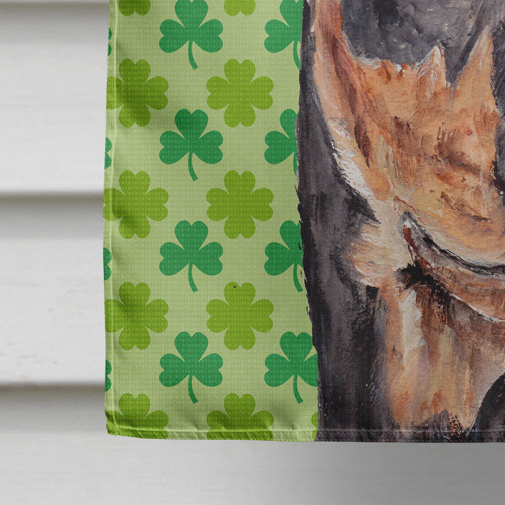 German Pinscher Lucky Shamrock St. Patrick's Day House Flag 28x40 Porch Sleeve Pole Decorative Outside Yard Banner Artwork Wall Hanging, Polyester